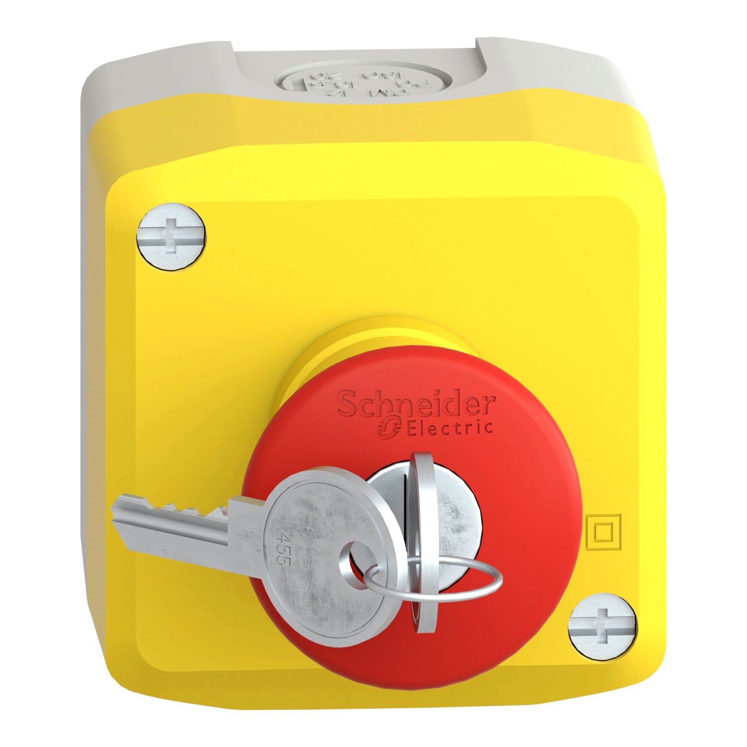 Control station, plastic, yellow lid, 1 red mushroom push button Ø40, key release, 2 NC – Image 4 of 10