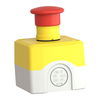 Yellow station, 1 red mushroom head pushbutton Ø40 push-pull 1NC