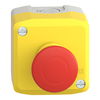 Yellow station, 1 red mushroom head pushbutton Ø40 push-pull 1NC