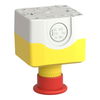 Yellow station, 1 red mushroom head pushbutton Ø40 push-pull 1NC