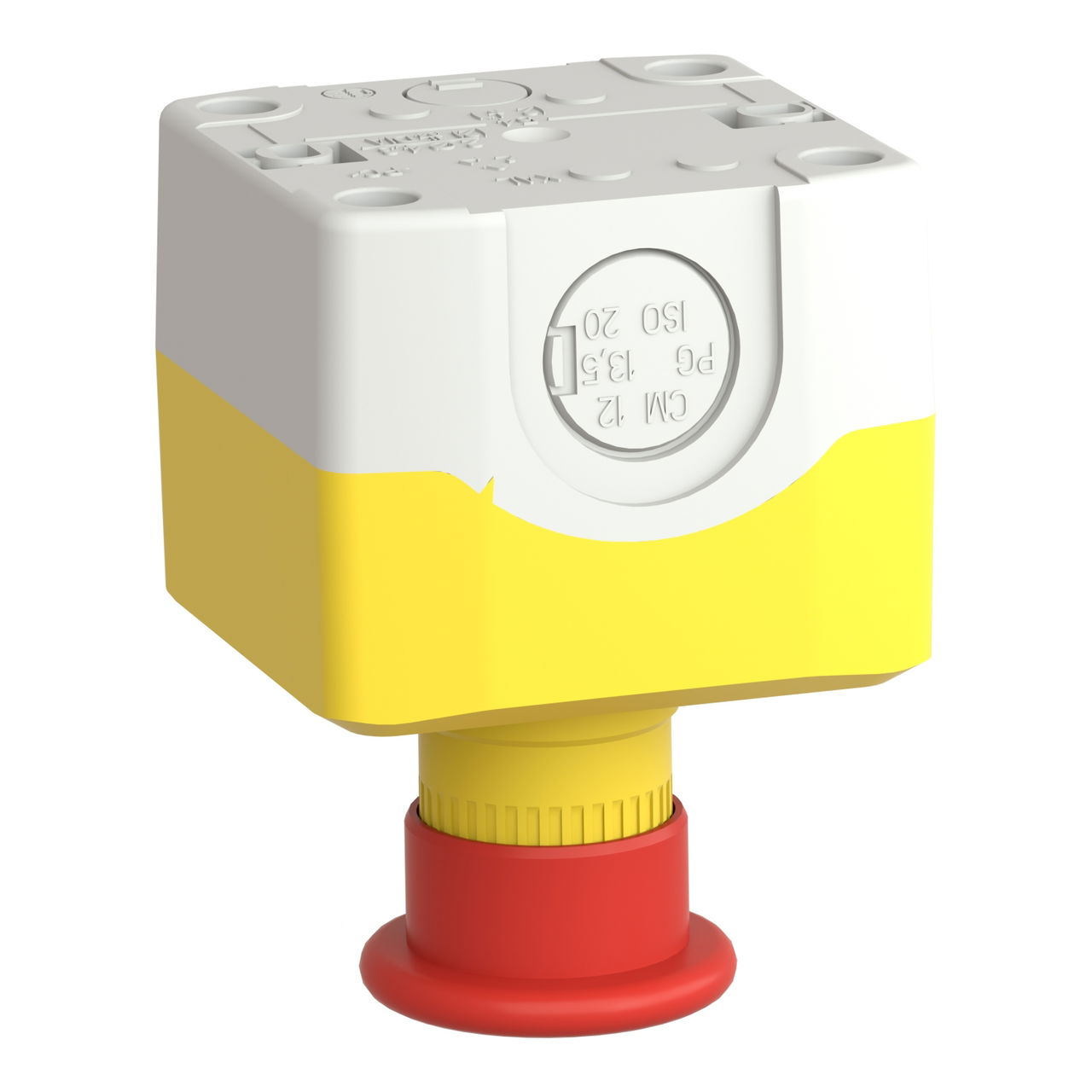 Harmony XALD, XALK, Control station, plastic, yellow, 1 red mushroom head push button Ø40, emergency stop push-pull 1 NC, unmarked – Image 5 of 10