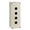 Empty enclosure, zinc alloy, grey RAL 7032, 4 cut-outs, Ø22 mm, 80x220x77 mm