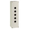 Empty enclosure, aluminum, grey RAL 7032, 5 cut-outs, Ø22 mm, 85x310x77 mm