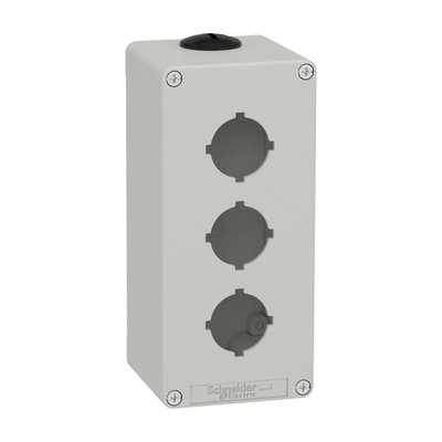 Harmony XAP, XB2 SL, Empty control station, zinc alloy, grey, M25, 3 cut-outs 30mm with notches, 80 x 175 x 77