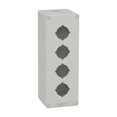 Harmony XAP, XB2 SL, Empty control station, zinc alloy, grey, M25, 4 cut-outs 30mm with notches, 80 x 220 x 77