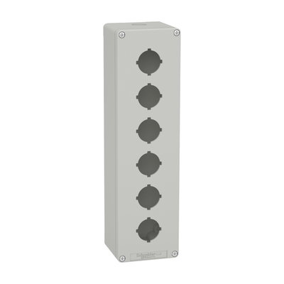 Harmony XAP, XB2 SL, Empty control station, aluminium, grey, M32, 6 cut-outs 30mm with notches, 80 x 310 x 77