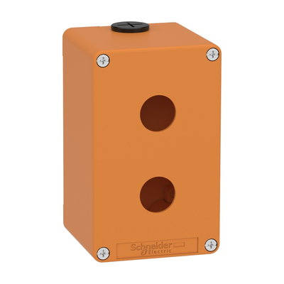 Harmony XAP, XB2 SL, Empty control station, zinc alloy, orange, M20, 2 cut-outs 22mm, 80 x 130 x 77, UL cULus
