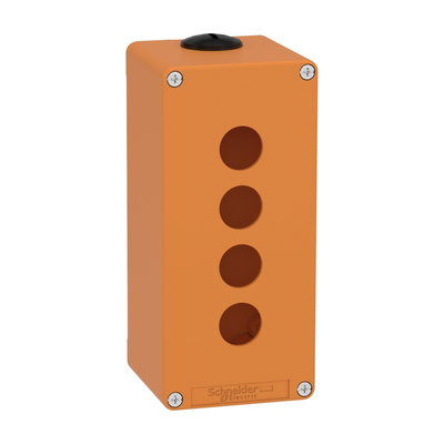 Harmony XAP, XB2 SL, Empty control station, zinc alloy, orange, M25, 4 cut-outs 22mm, 80 x 175 x 77
