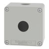 Empty enclosure, zinc alloy, grey RAL 7032, 1 cut-out, Ø22 mm, 80x80x51.5 mm