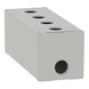 Empty enclosure, zinc alloy, grey RAL 7032, 4 cut-outs, Ø22 mm, 80x220x77 mm