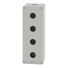 Empty enclosure, zinc alloy, grey RAL 7032, 4 cut-outs, Ø22 mm, 80x220x77 mm