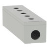 Empty enclosure, aluminum, grey RAL 7032, 5 cut-outs, Ø22 mm, 85x310x77 mm