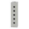 Empty enclosure, aluminum, grey RAL 7032, 5 cut-outs, Ø22 mm, 85x310x77 mm