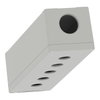 Empty enclosure, aluminum, grey RAL 7032, 5 cut-outs, Ø22 mm, 85x310x77 mm