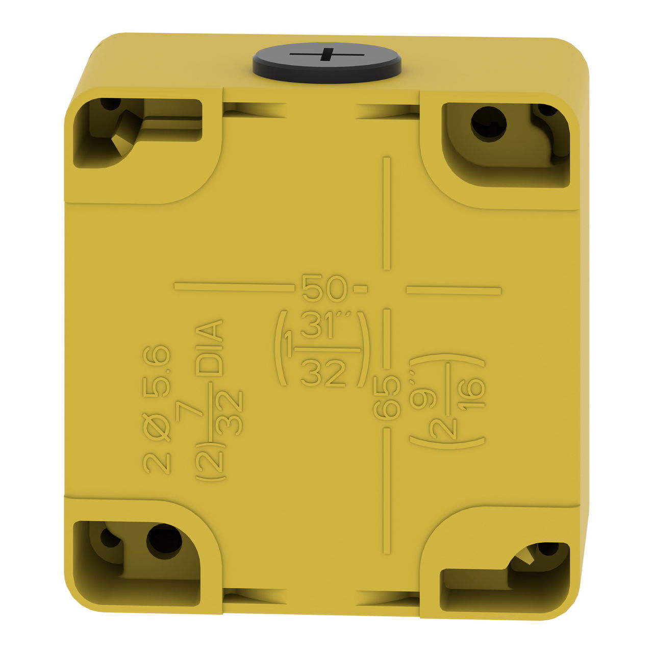 Harmony XAP, XB2 SL, Empty control station, zinc alloy, yellow, M20, 1 cut-out 22mm, 80 x 80 x 51,5, UL cULus – Image 2 of 9