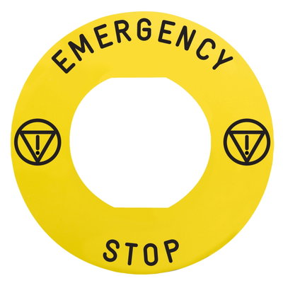 Marked legend, Harmony XB4, Harmony XB5, Ø 60 for emergency stop, EMERGENCY STOP/logo ISO13850
