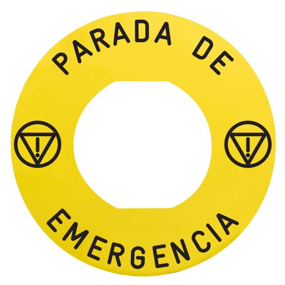 Marked legend, Harmony XB5, Harmony XB4, Ø 60 for emergency stop, PARADA DE EMERGENCIA/logo ISO13850