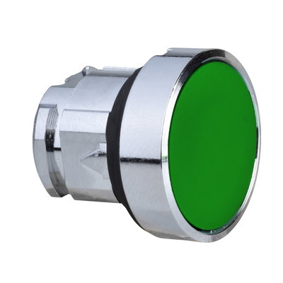 Green flush pushbutton head Ø22 push-push unmarked
