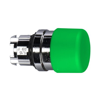 Green Ø30 mushroom pushbutton head Ø22 spring return