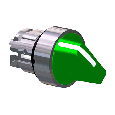 Green selector switch head Ø22 2-position stay put