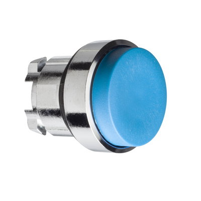 Blue projecting pushbutton head Ø22 spring return unmarked
