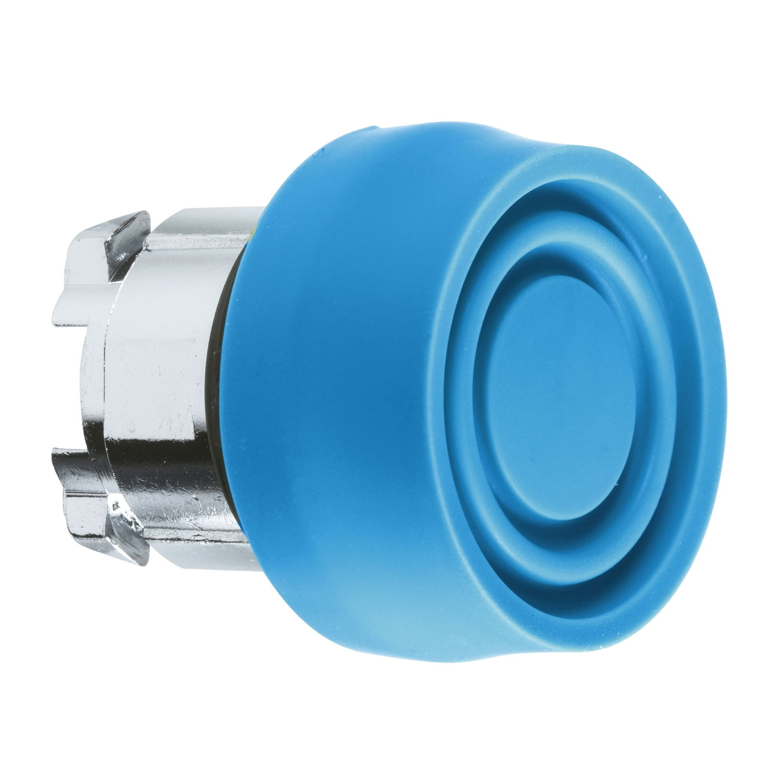 Blue flush pushbutton head Ø22 spring return unmarked