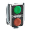 Green flush/red flush illuminated double-headed pushbutton Ø22 unmarked