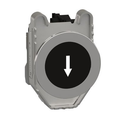 Harmony XB4, Push button flush mounted, metal, black, Ø30, spring return, marked DOWN ARROW, 1 NO