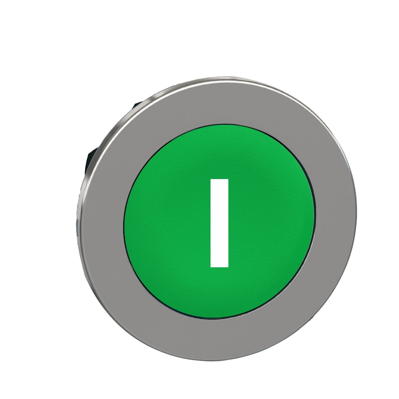 Harmony XB4, Flush mounted push button head, metal, green, Ø30, spring return, marked I