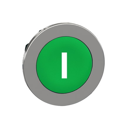 Harmony XB4, Flush mounted push button head, metal, green, Ø30, spring return, marked I