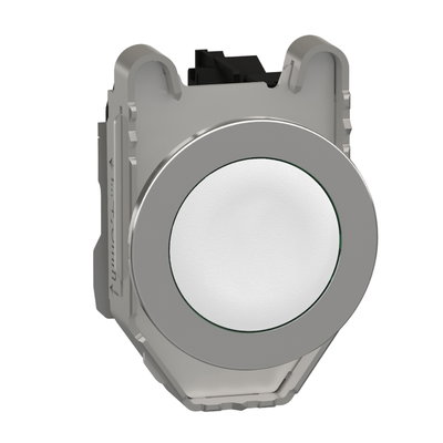 Harmony XB4, Push button flush mounted, metal, white, Ø30, spring return, unmarked, 1 NO