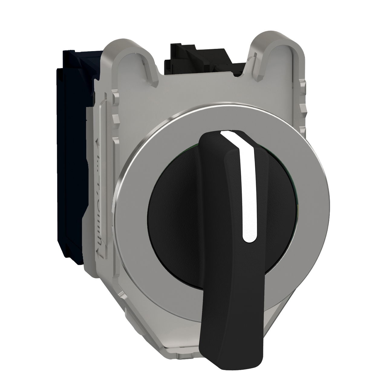 Harmony XB4, Selector switch flush mounted, metal, black, Ø30, long handle, 3 positions, stay put, 2 NO