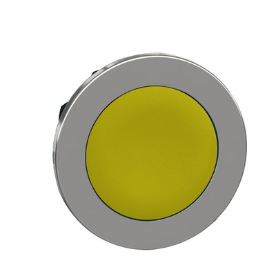 Harmony XB4, Flush mounted push button head, metal, yellow, Ø30, spring return, unmarked
