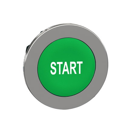 Harmony XB4, Flush mounted push button head, metal, green, Ø30, spring return, marked START