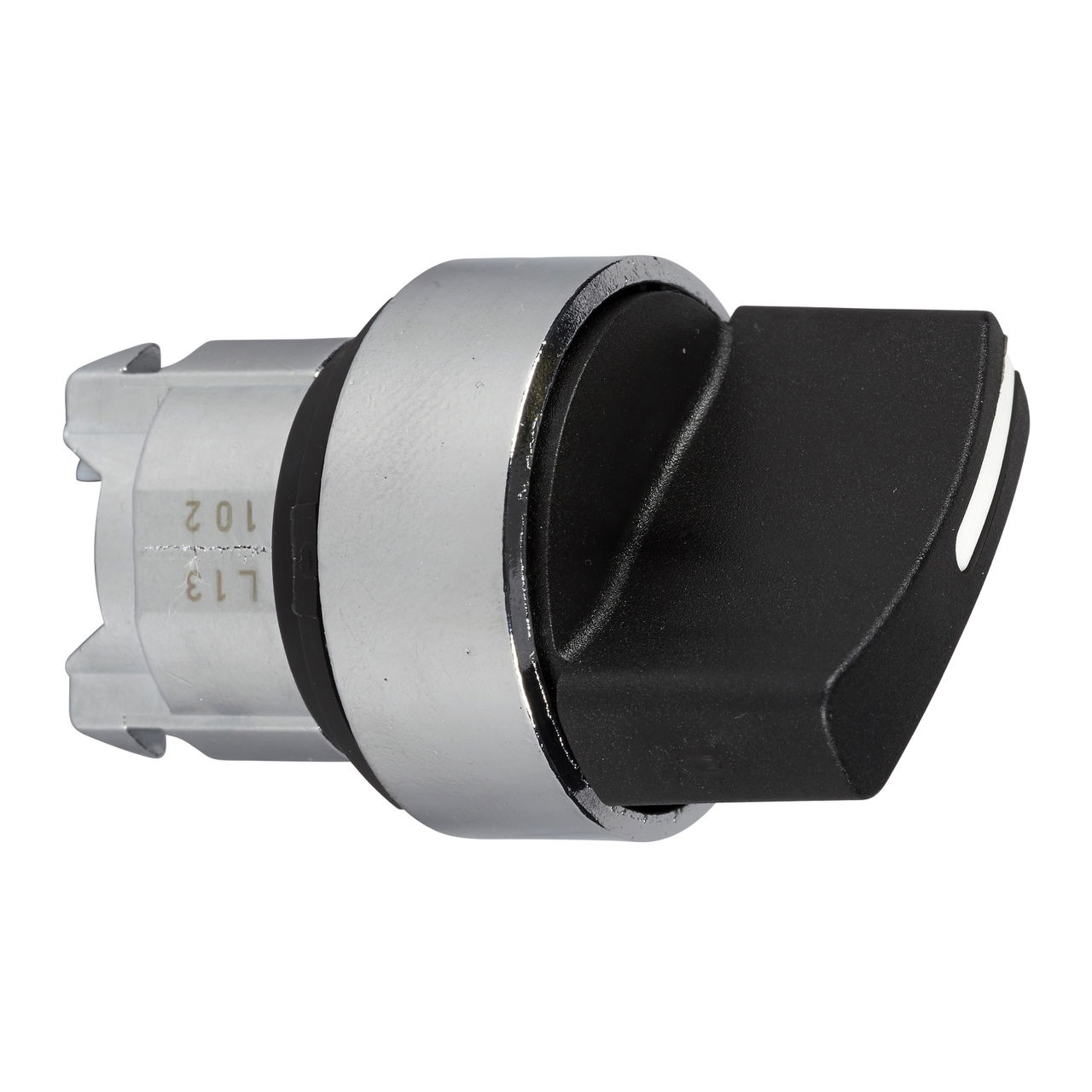 Black selector switch head Ø22 2-position spring return