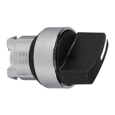 Black selector switch head Ø22 2-position spring return