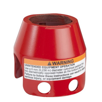 Red metal padlockable guard for Ø40 mushroom head