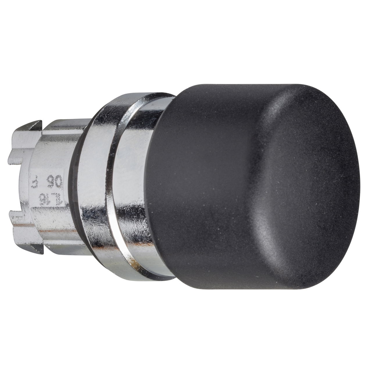 Black Ø30 mushroom pushbutton head Ø22 spring return