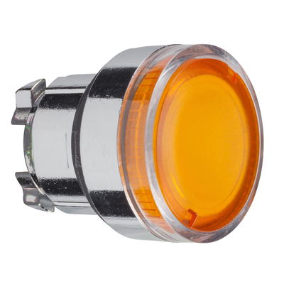 Orange flush illuminated pushbutton head Ø22 spring return for BA9s bulb