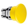 Mushroom push button head Ø40, metal, yellow, Ø22, spring return