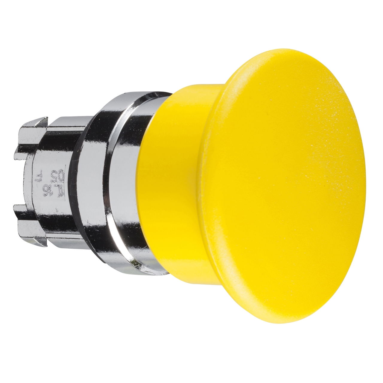 Mushroom push button head Ø40, metal, yellow, Ø22, spring return