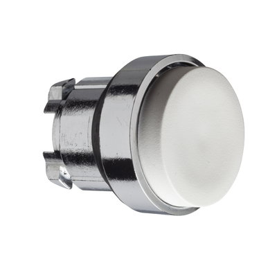 White projecting pushbutton head Ø22 spring return unmarked