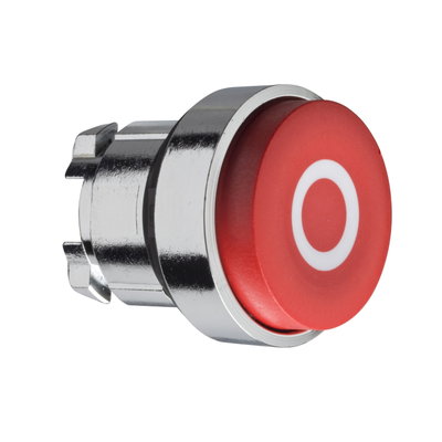 Projecting push button head Ø40, metal, red, Ø22, spring return, marked O