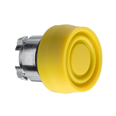 Yellow flush pushbutton head Ø22 spring return unmarked