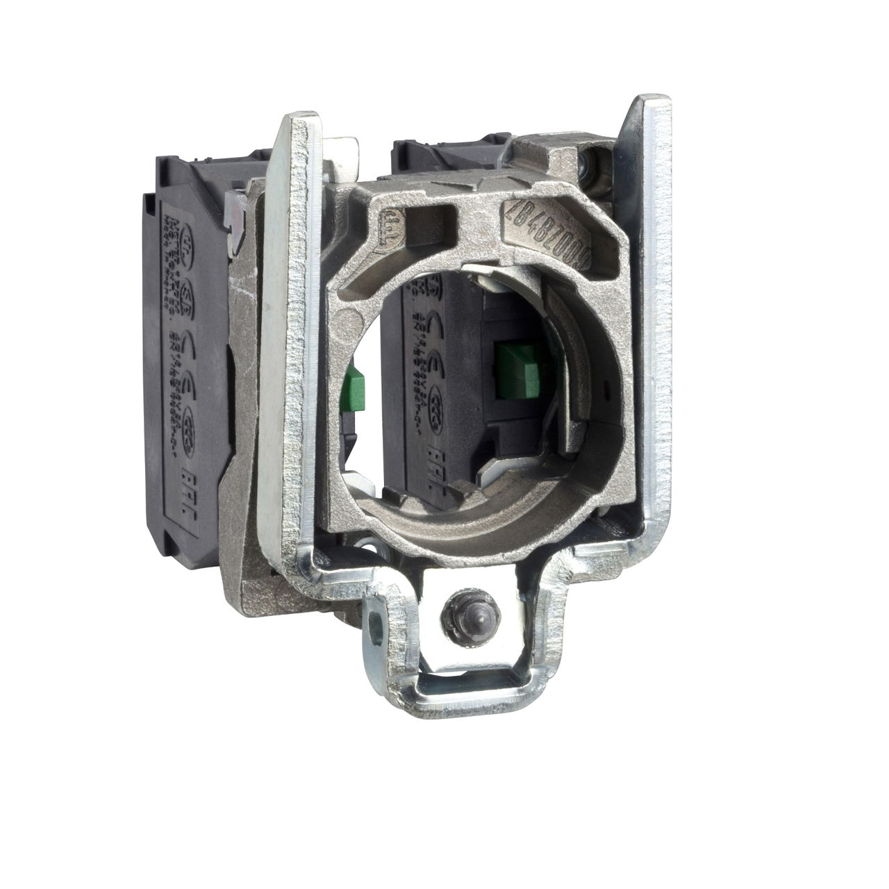 Contact block with body/fixing collar for 2-direction joystick controller