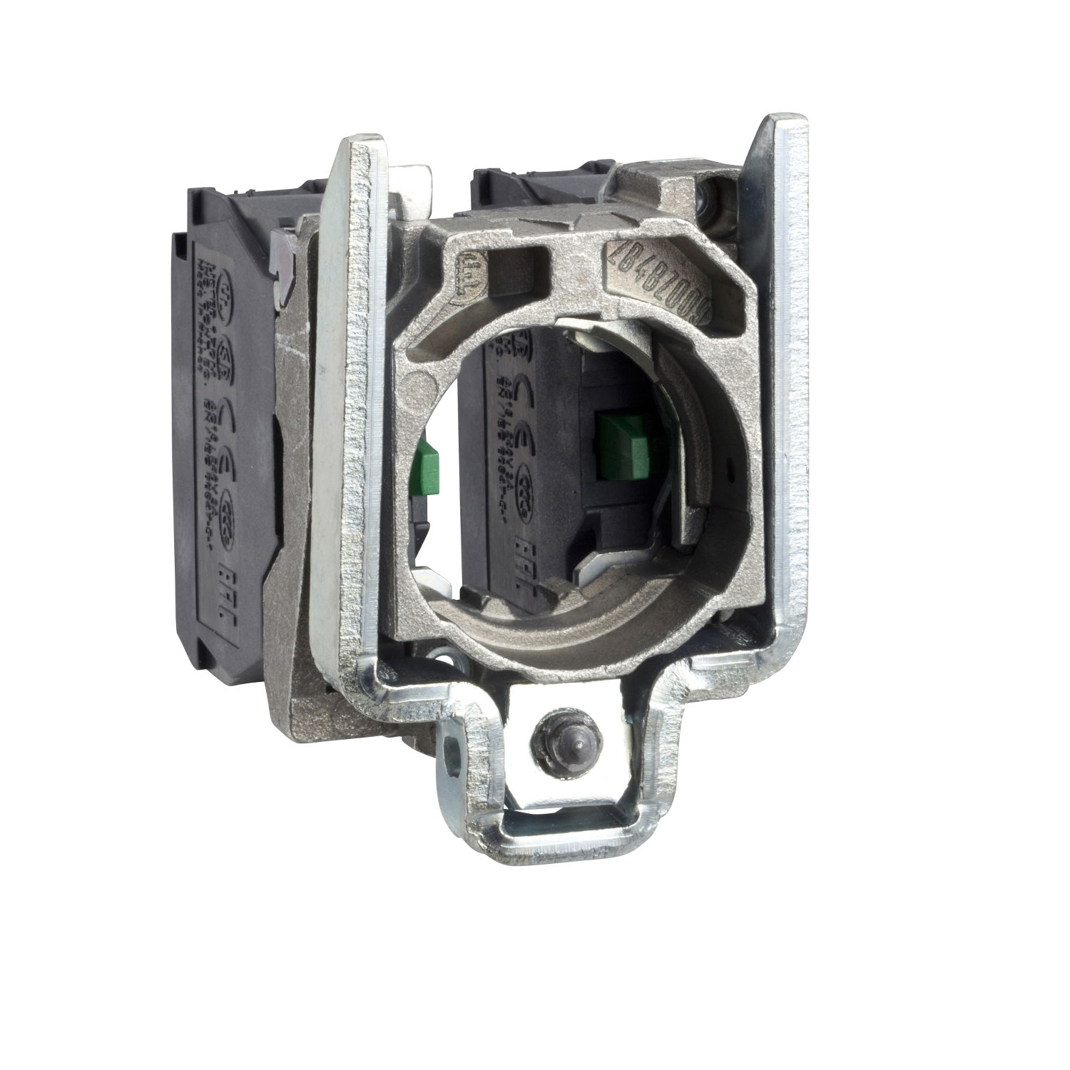 Contact block with body/fixing collar for 2-direction joystick controller