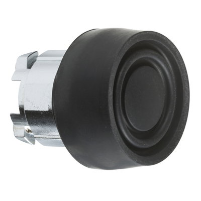 Black flush pushbutton head Ø22 spring return unmarked