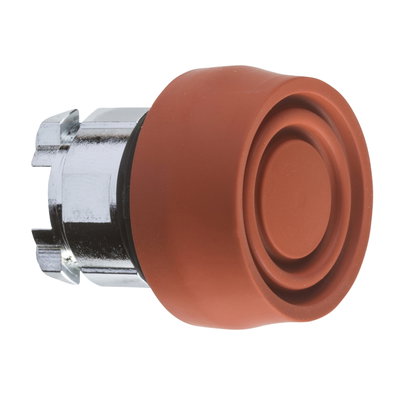 Red flush pushbutton head Ø22 spring return unmarked