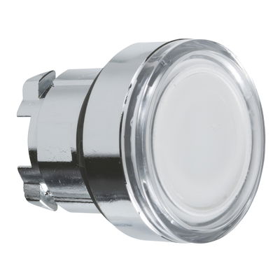 White flush illuminated pushbutton head Ø22 spring return for BA9s bulb