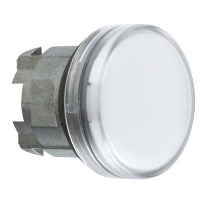 White pilot light head Ø22 with plain lens for BA9s bulb